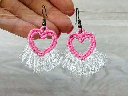 Cute Fringed Heart Earrings