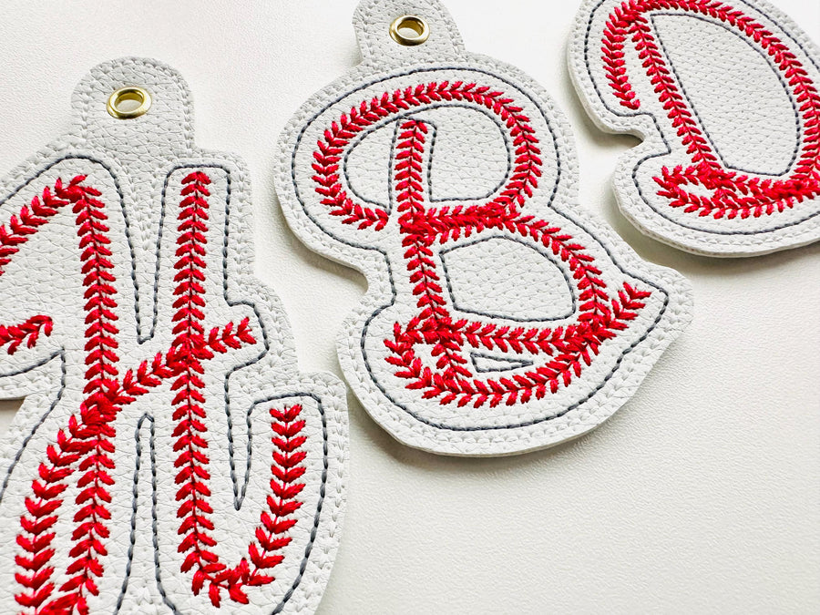 Baseball Stitch Sports Monogram Keychain