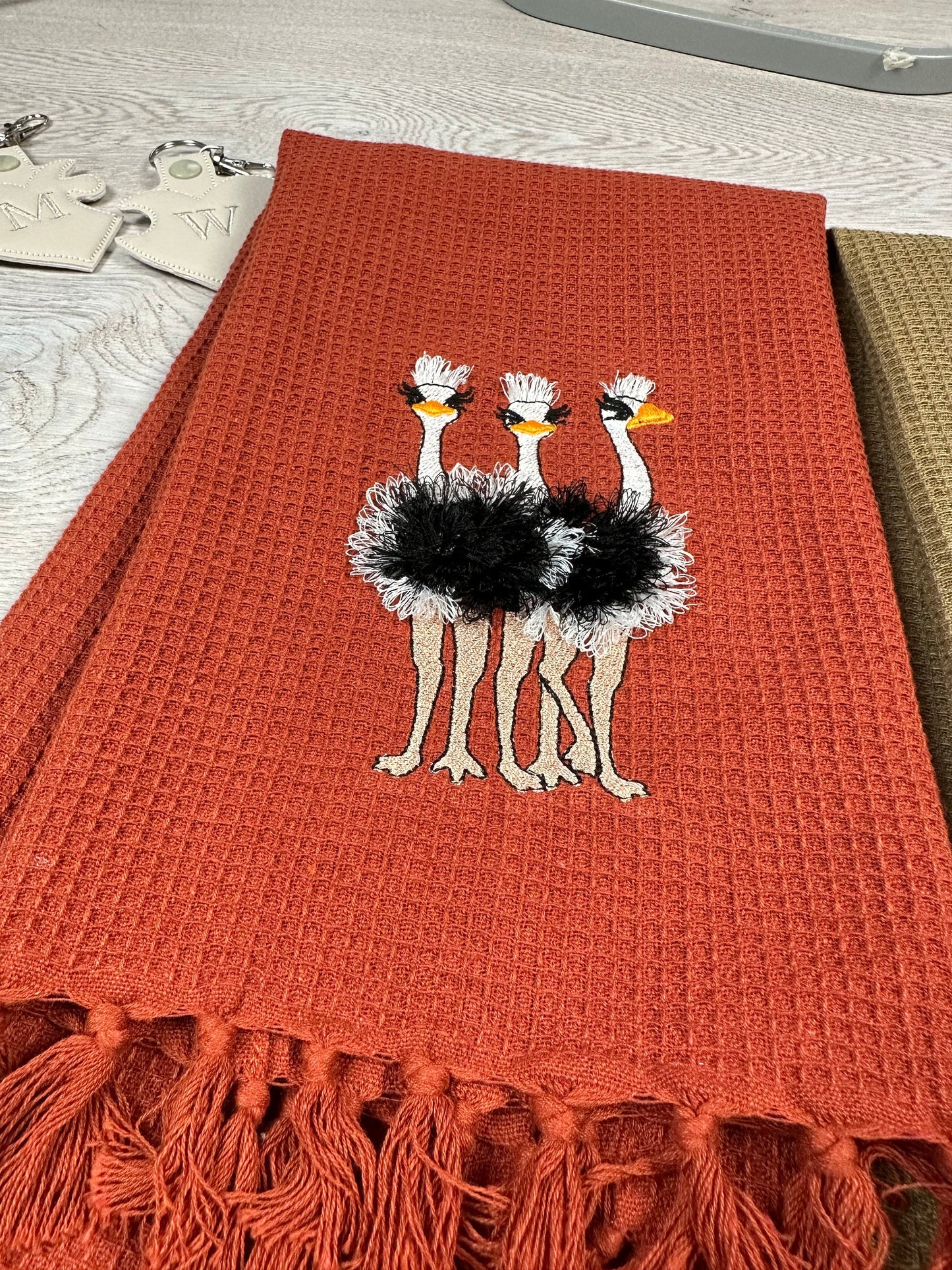 Fringed Ostrich Flock of 3