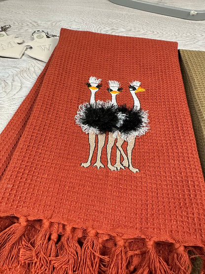Fringed Ostrich Flock of 3