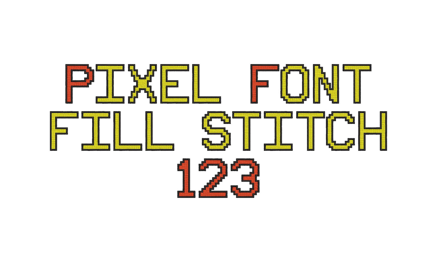 Miner Bricks Pixel Font Fill Stitch Font