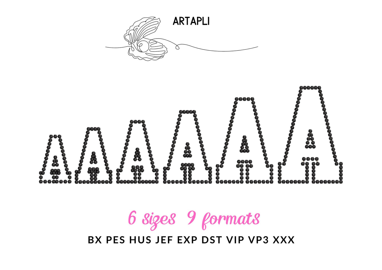 Pearl Stitch Outline Athletic Font Applique