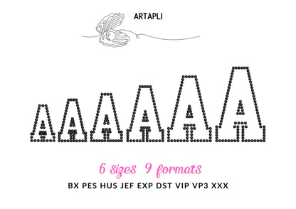 Pearl Stitch Outline Athletic Font Applique