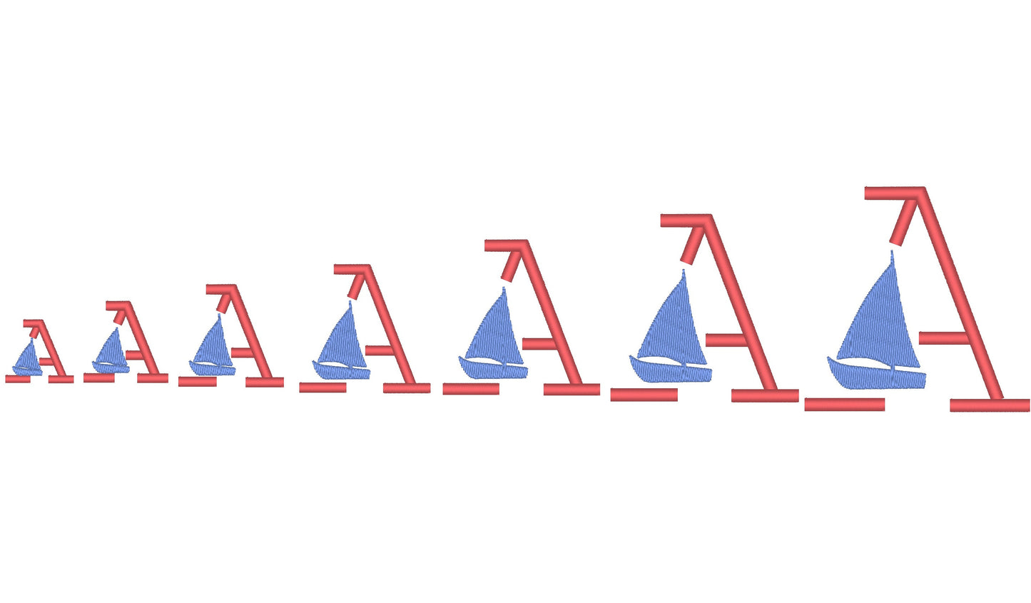 Satin Stitch Mini Boat Font