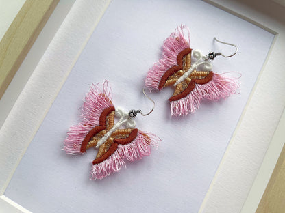 Fringed lace Butterfly earrings charm necklace pendant FSL freestanding