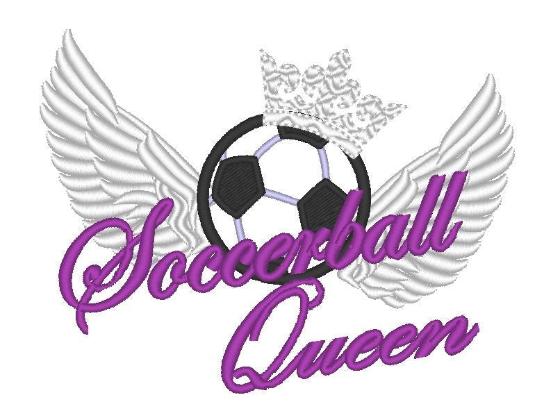 Soccer Queen simply and with curls grafiti on background machine