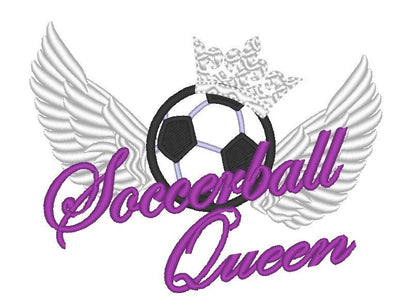 Soccer Queen simply and with curls grafiti on background machine