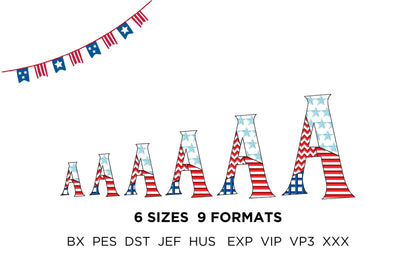 Patchwork American Flag Patterned Font