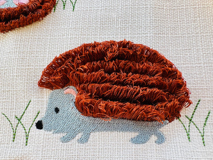 Hedgehog SET of 3 fringed Fluffy chenille wildlife animal machine