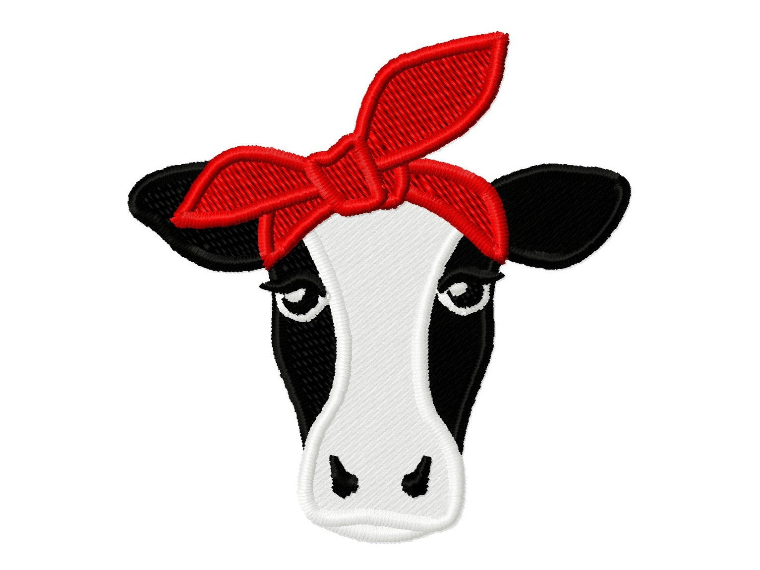 MINI Cow face, cow head heifer in bandanna mini size machine embroidery ...