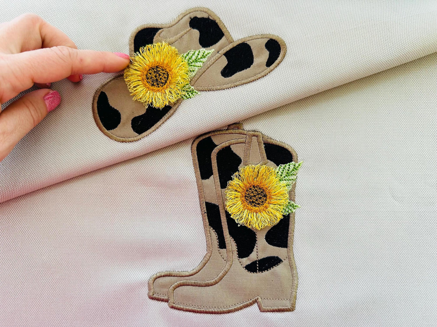 Fringed Sunflower Cowboy Boots and Hat
