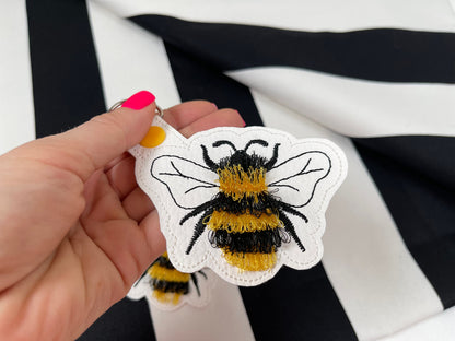 Fringed Bee Honeybee Keychain