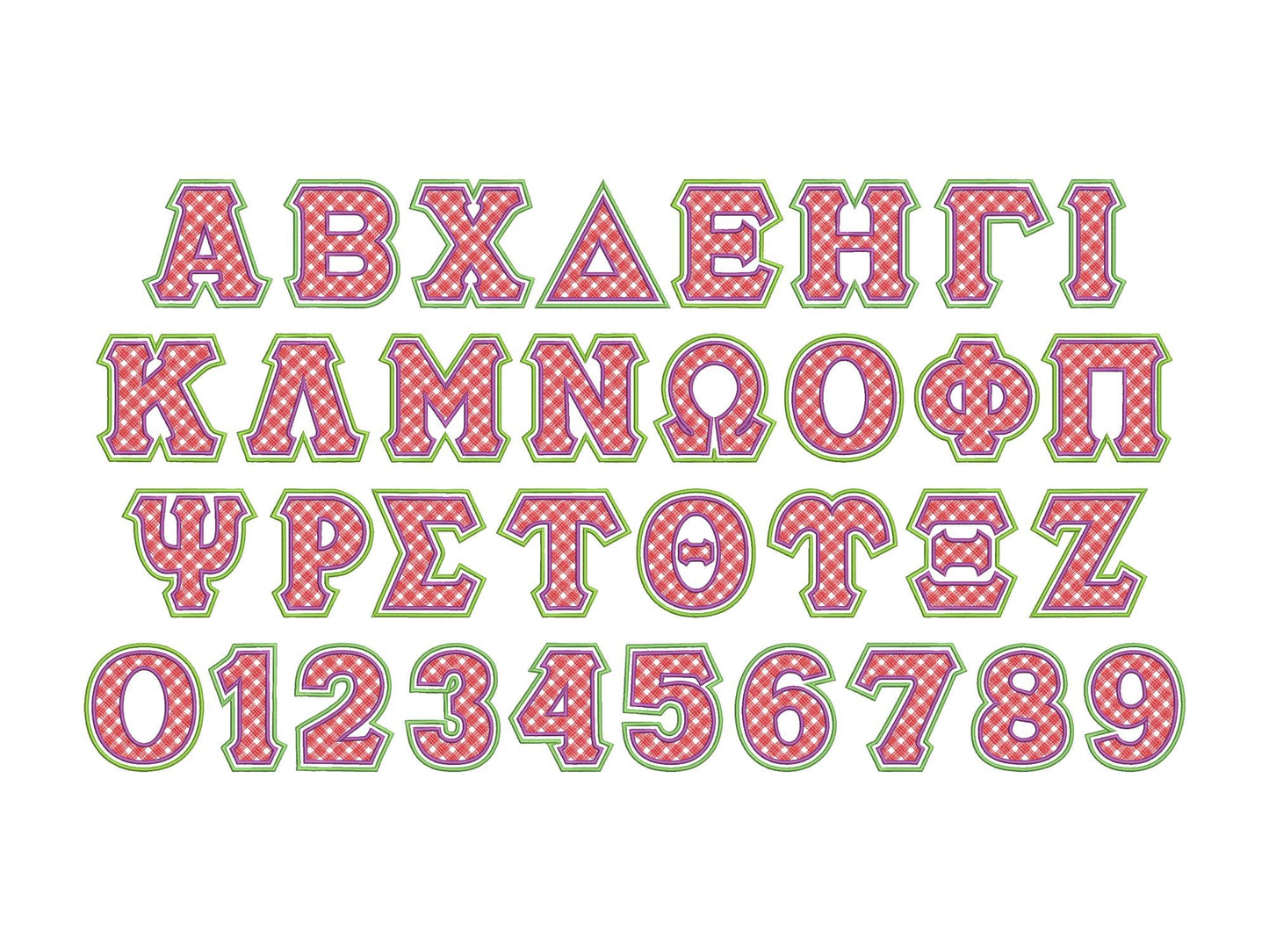 Gingham Plaid Sororities Greek Font