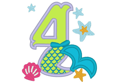 Mermaid Tail Birthday Number 4