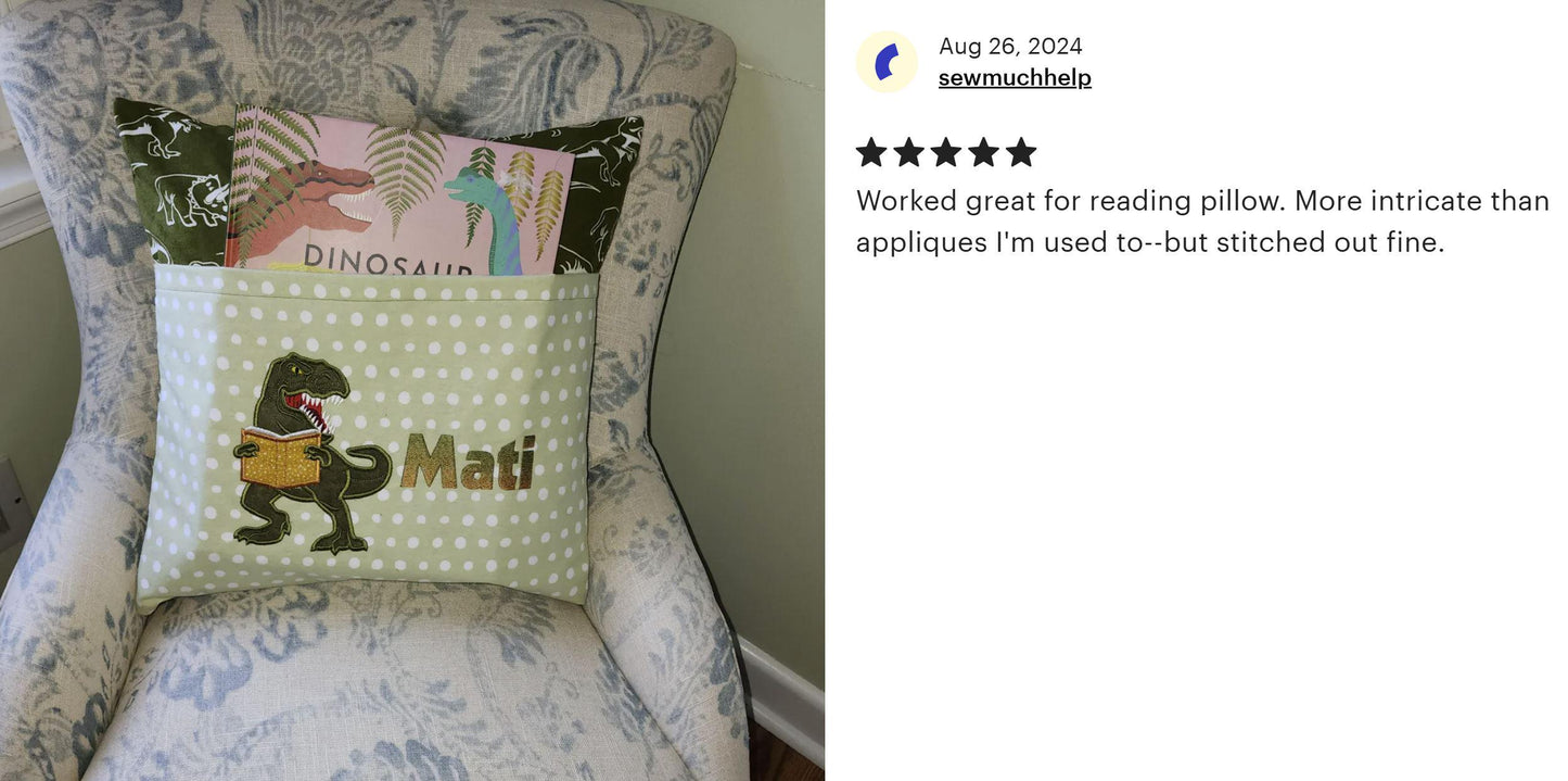 Dinosaur Reading Book Applique