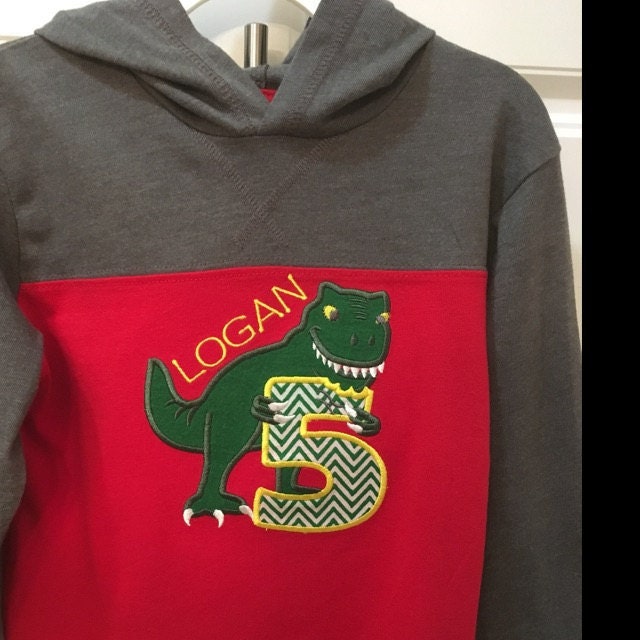 T-rex dinosaur Birthday number FIVE 5 machine embroidery Birthday