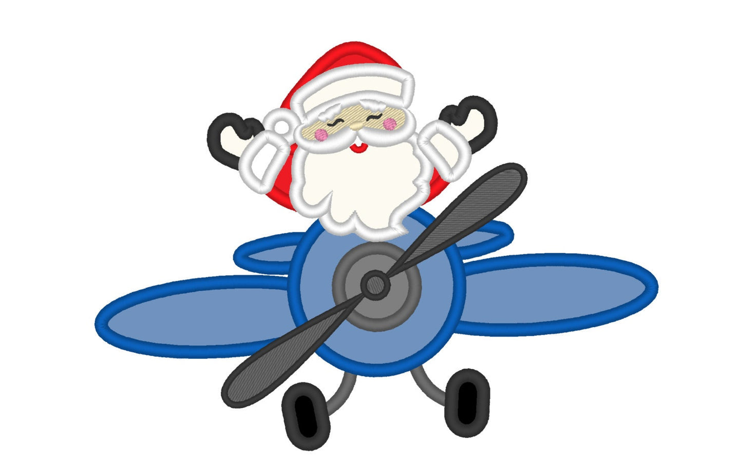 Santa On Christmas Airplane Front Applique
