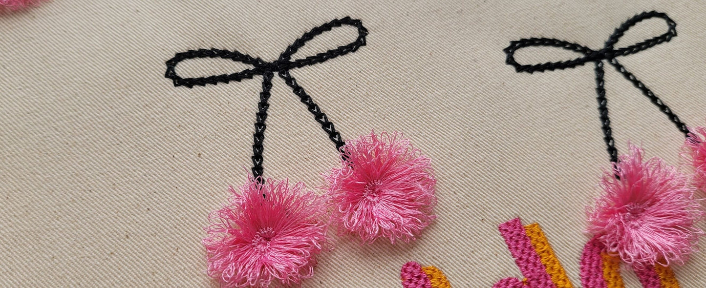 Fringed Cherry Pom Poms