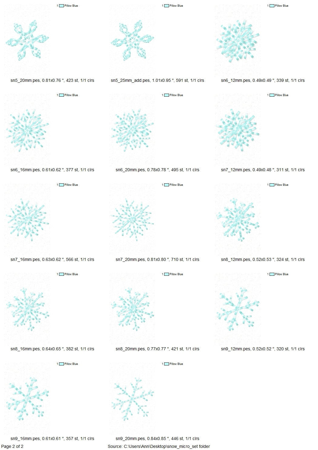 Micro Mini Single Snowflake Set of 8