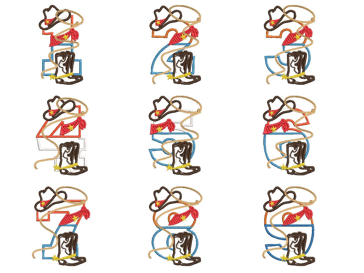 Cowboy Boots and Hat Birthday Number Set