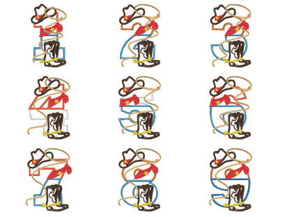 Cowboy Boots and Hat Birthday Number Set