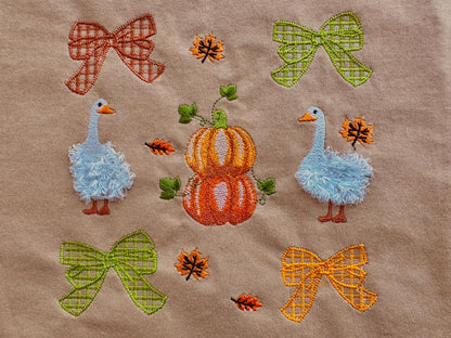 Thanksgiving Fall Pumpkin Goose SET of 5 designs Bows in a row Bow