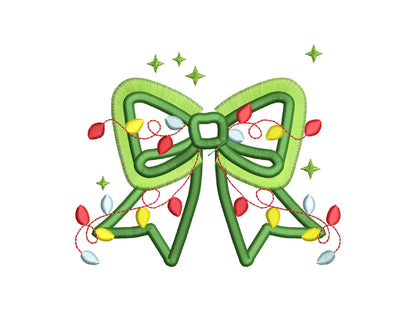 Fringed Bow and Christmas Lights