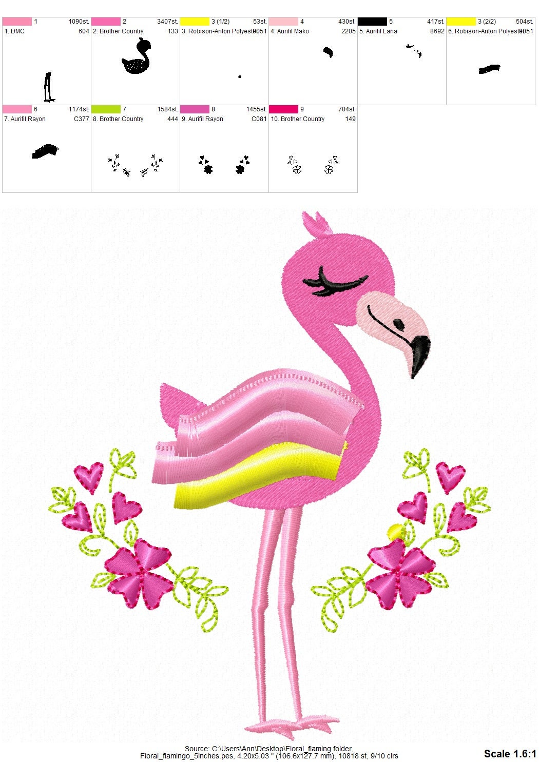 Fringed Floral Flamingo