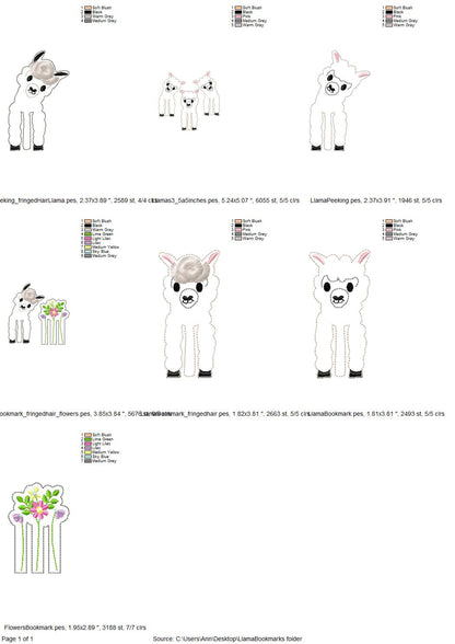 Peeking Llama Bookmark Set of 4