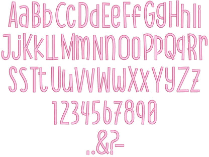 Satin Stitch And Outline Thin Tall Font