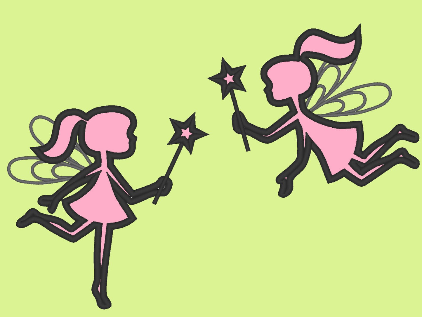 Single Fairy Outline Applique Set of 2