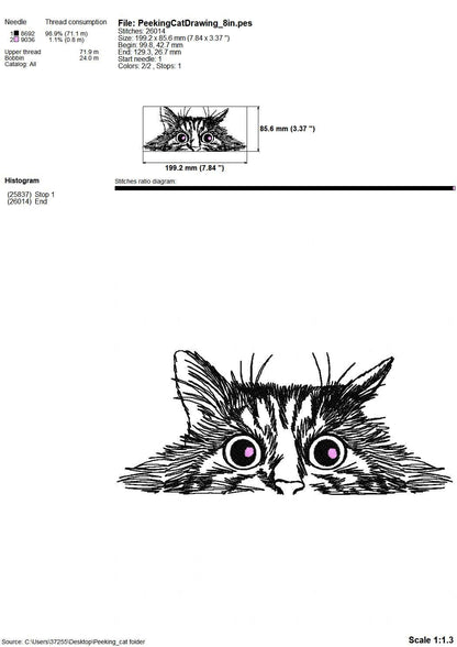 Peeking Cat Head Outline