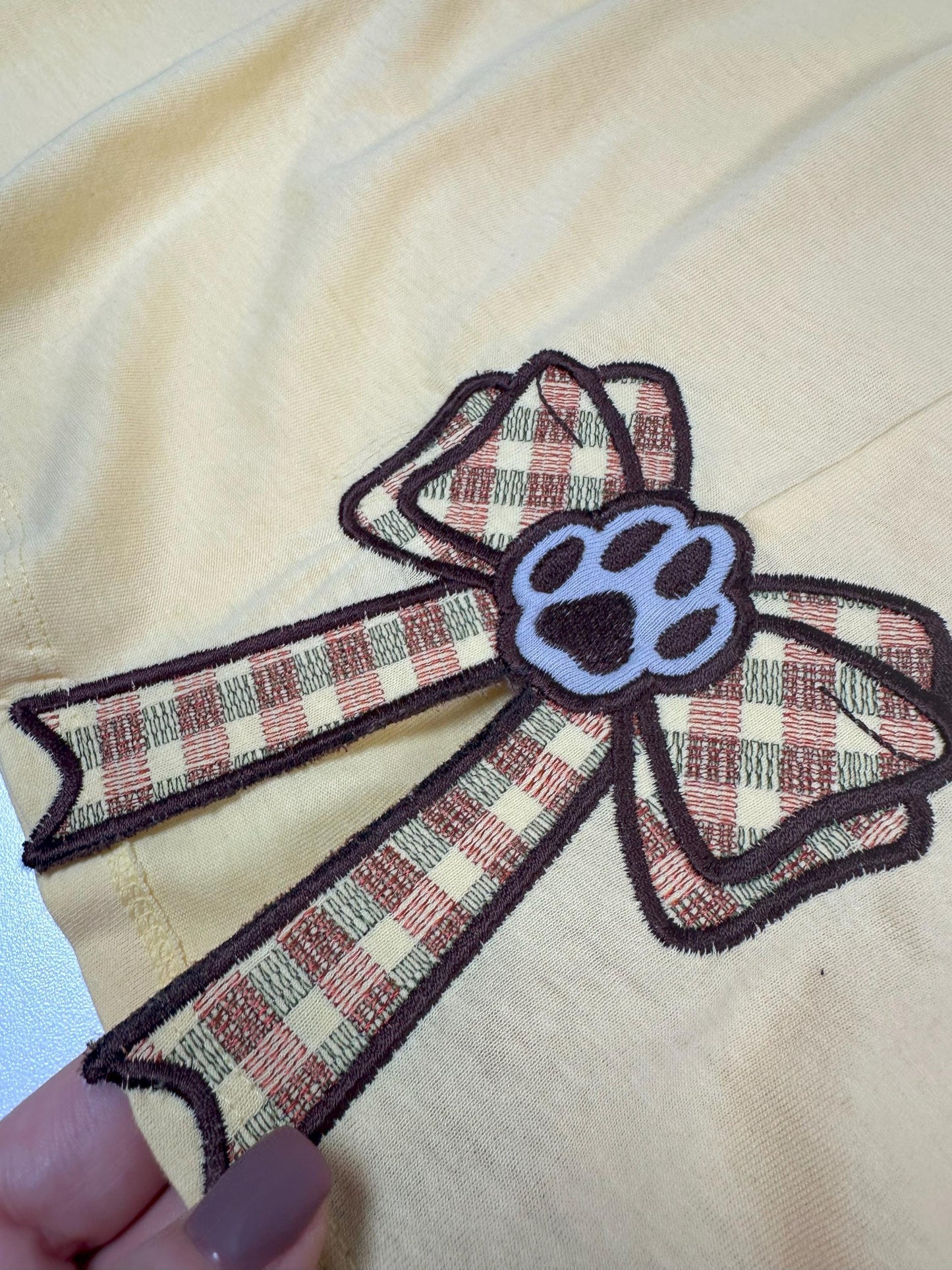 Puppy Paw and Gingham Plaid Bow