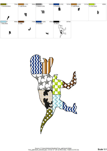 Patchwork Patterned T-Rex Dinosaur