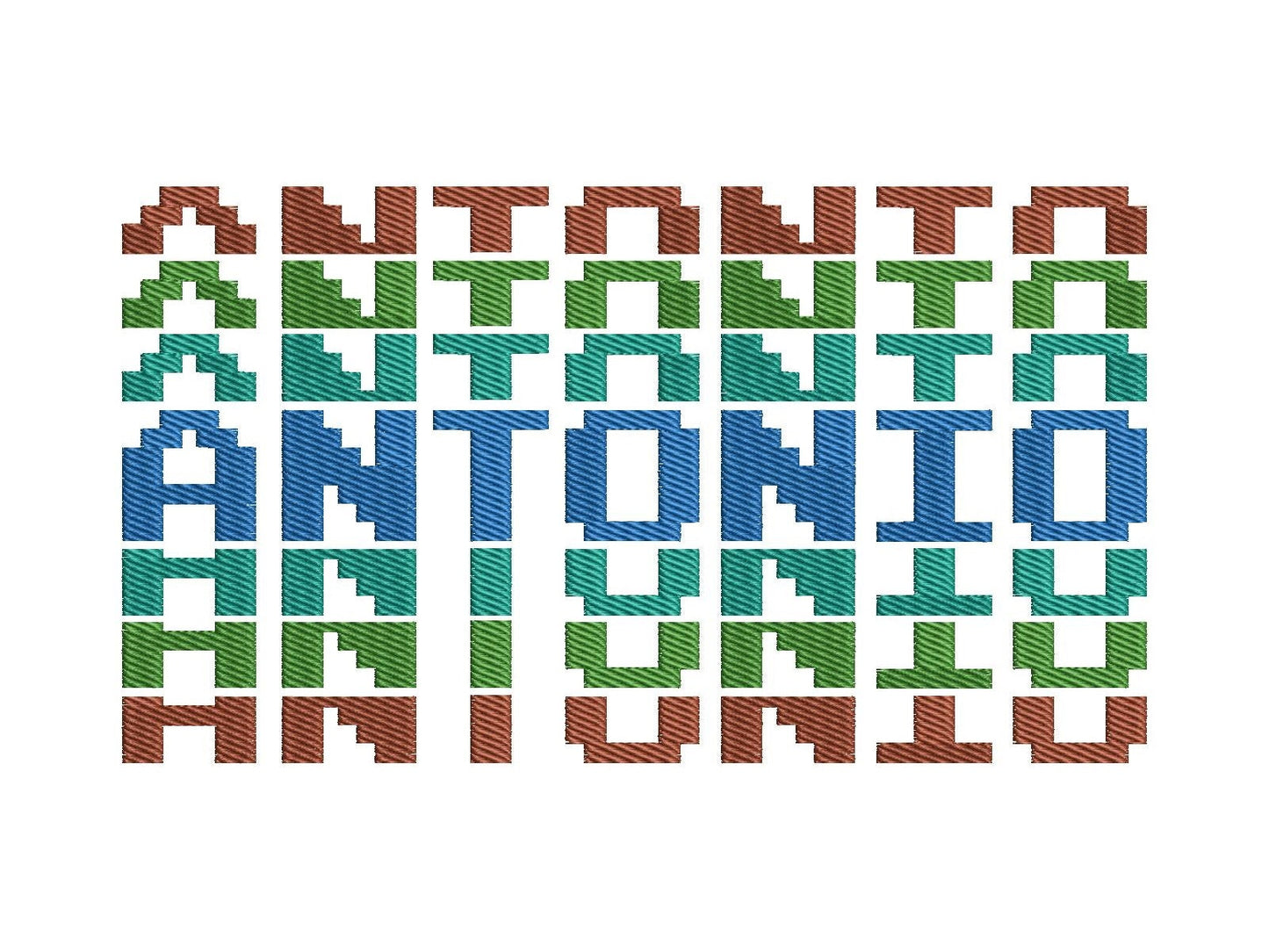 Pixel Miner Stacked Font Fill Stitch