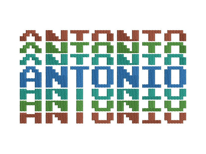 Pixel Miner Stacked Font Fill Stitch