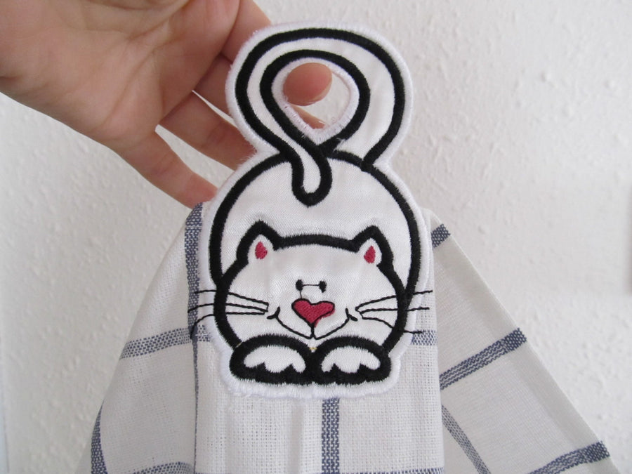 Funny Kitty Cat Towel Hanging Hole Topper