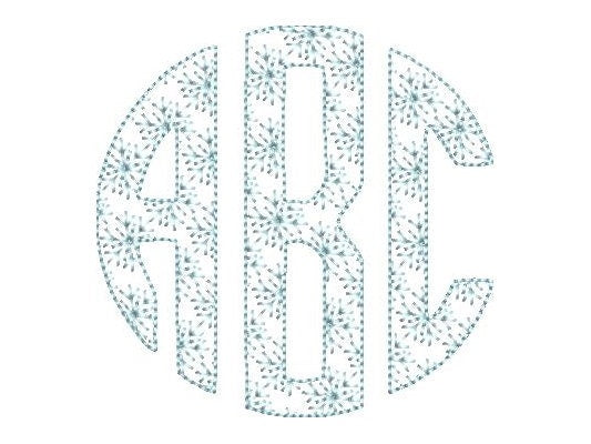 Snowflake Monogram A-Z, awesome winter frozen snow three letters circle