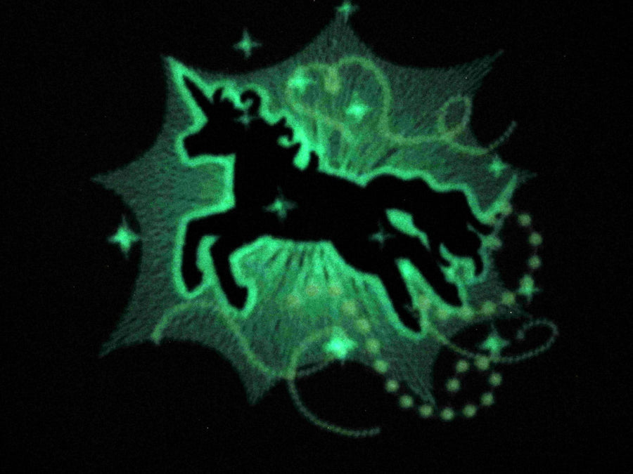 Unicorn glow in the dark special machine embroidery designs sizes 4x4