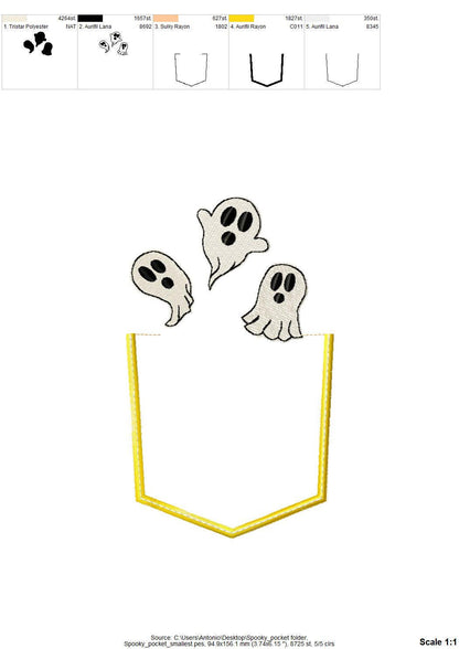 Halloween Spooky Ghost Pocket ITH