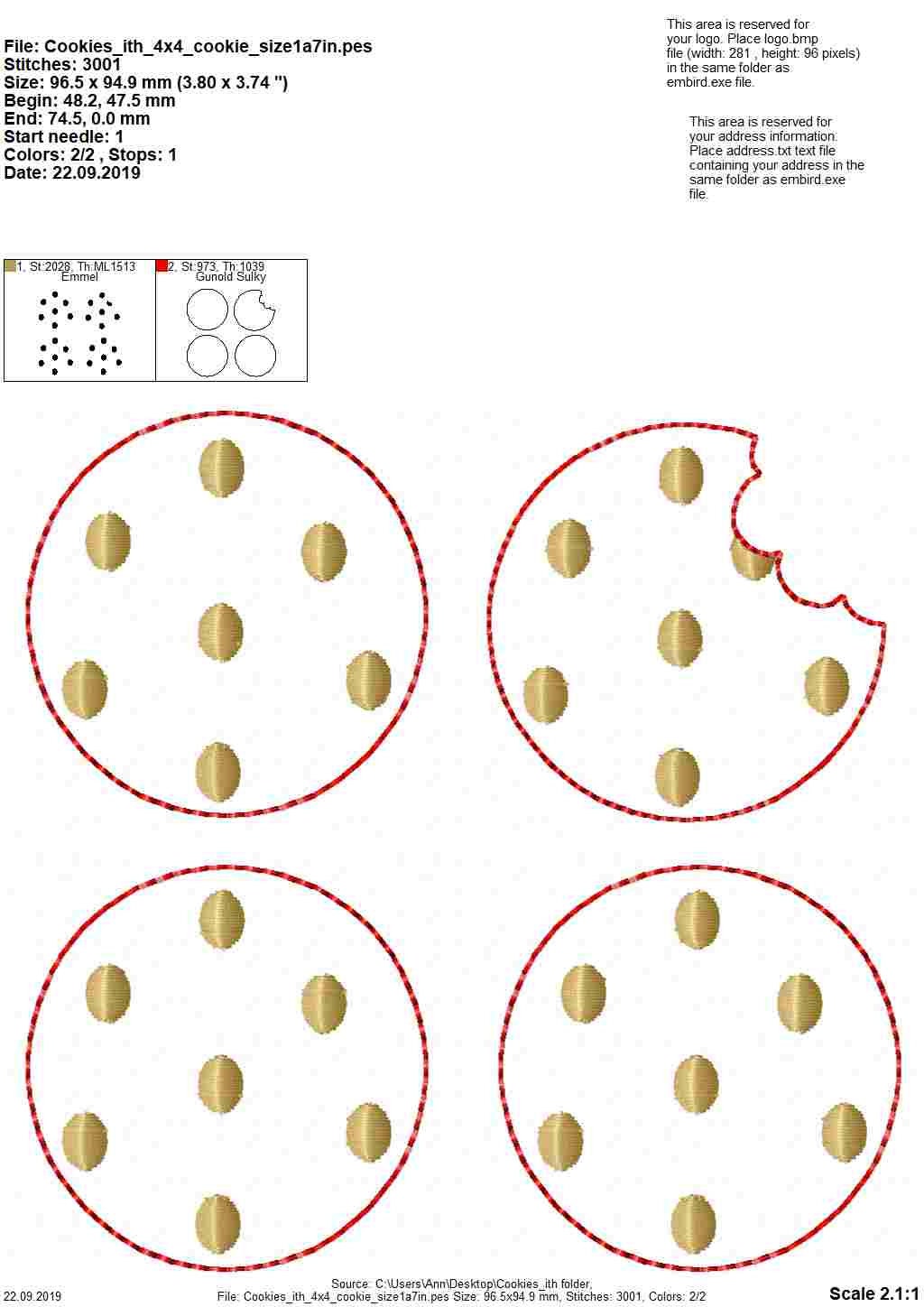 Cookie and Bitten Cookie Feltie ITH