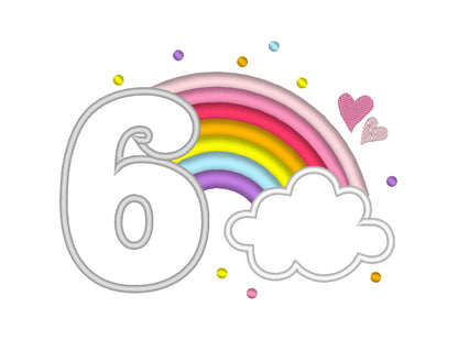 Cute Rainbow Birthday Number 6