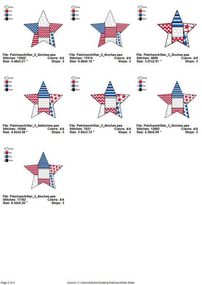 Patchwork Patriotic Star Outline