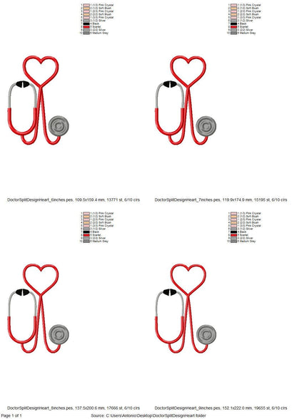 Therapist Medic Stethoscope with Heart Applique