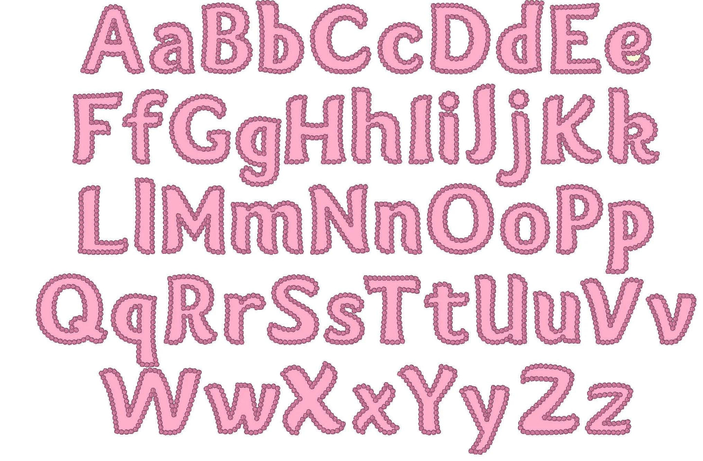 Pearl Stitch Outline Applique Font