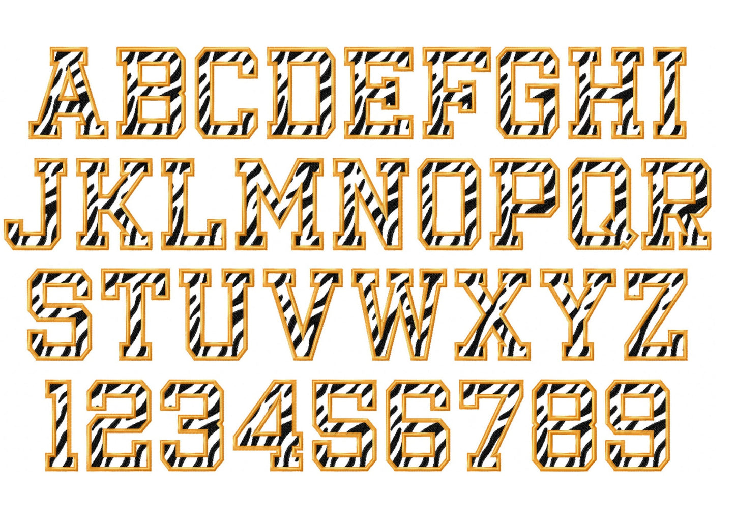 Tiger Print Striped Font Applique