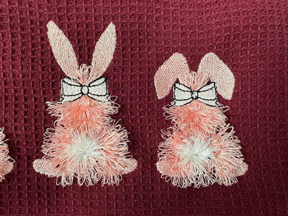 Fringed Easter Bunny with Bow Set of 2