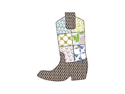 Patchwork Patterned Cowboy Boots
