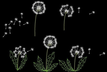 Dandelion set machine embroidery designs, for hoop 4x4 and 5x7