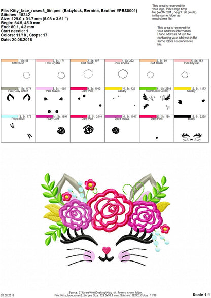 Kitty Face with Shabby Chic Rose Crown